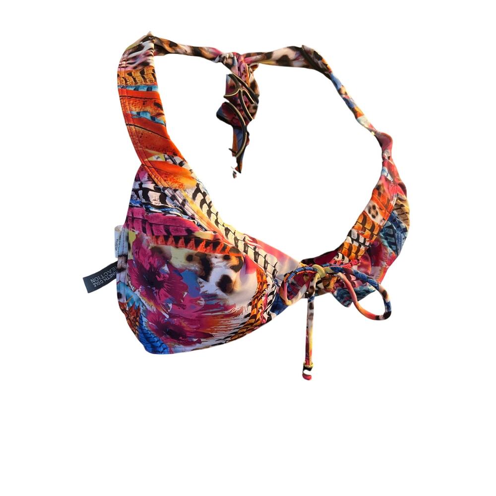 Kenneth Cole Reaction Mixed Animal Hawaiian Print Bikini Top Size Tall Small